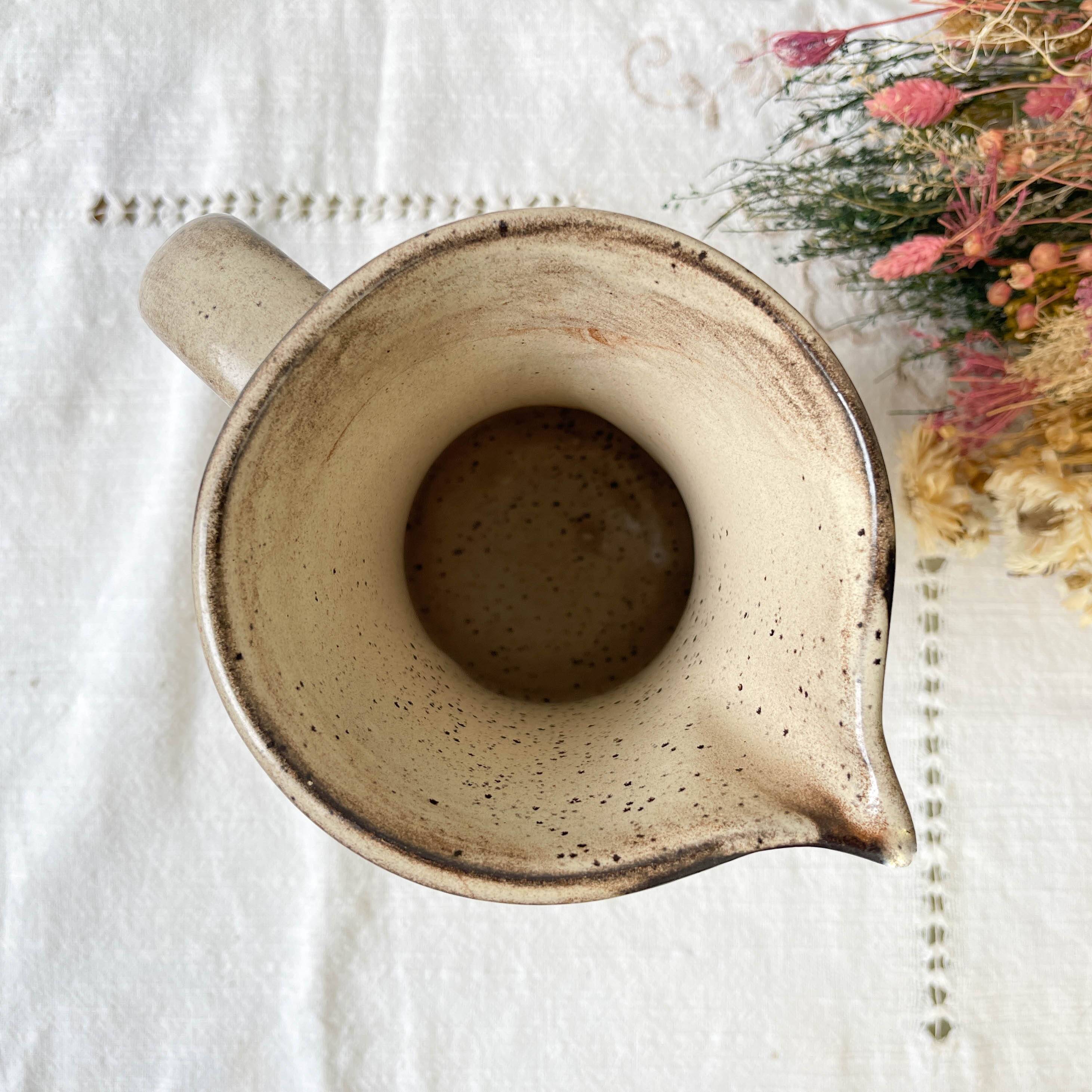 Ceramic pitcher from Les grottes dieulefit with floral pattern from the 1970s