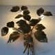 Large golden leaf wall lamp vintage design 70s