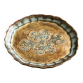 Mint green decorative wooden plate, mid-century, Italy, 1960s.