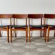 Ensemble de 4 chaises de salle à manger vintage avec vinyle noir
