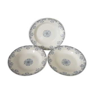 3 flat plates in sarreguemines model Mignon, iron earth.