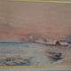 Old watercolor painting of seaside landscape signed H. Jeannolle 19th century