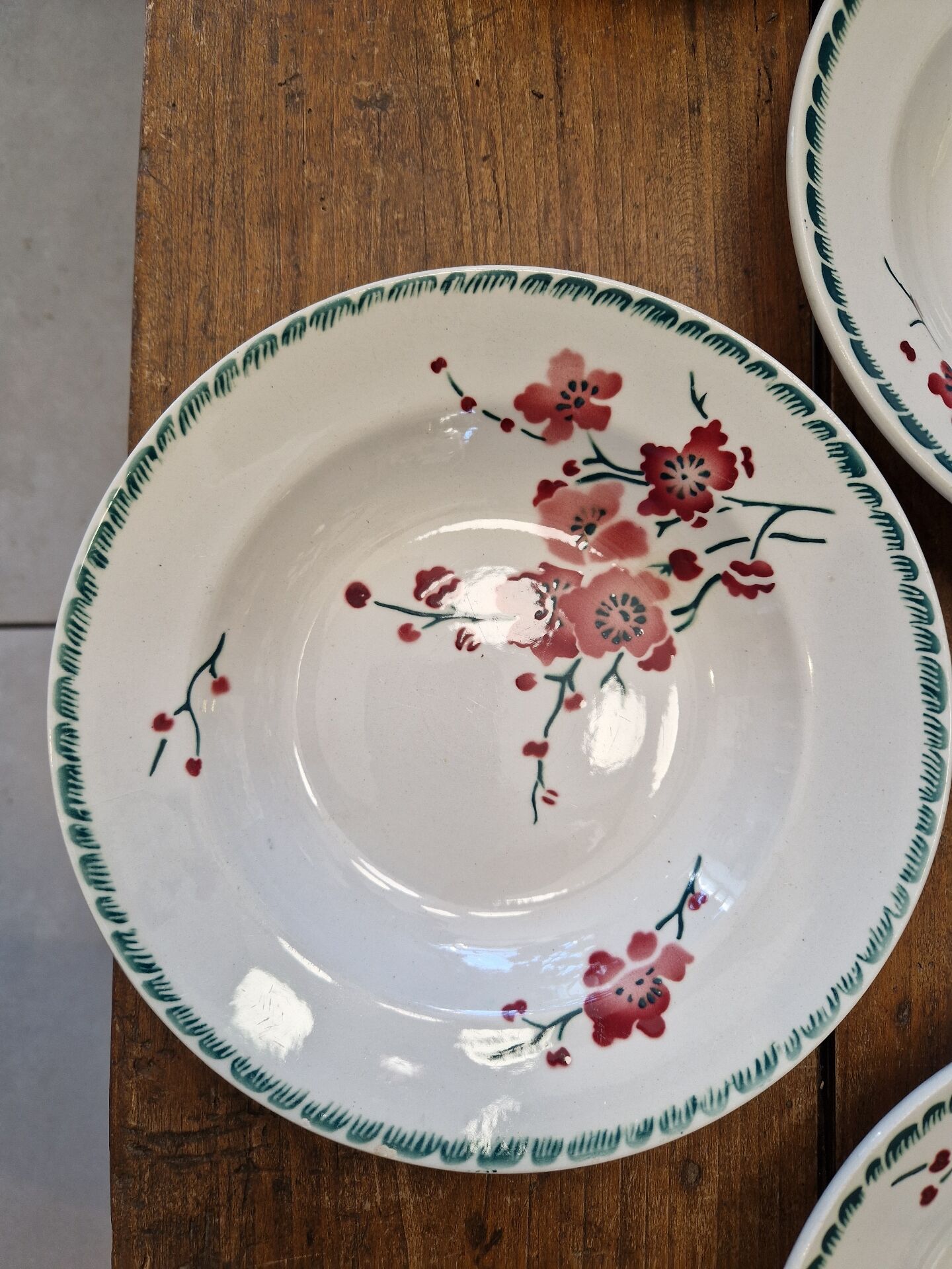 Set of 8 Deep Plates Cherry Blossom Badonviller