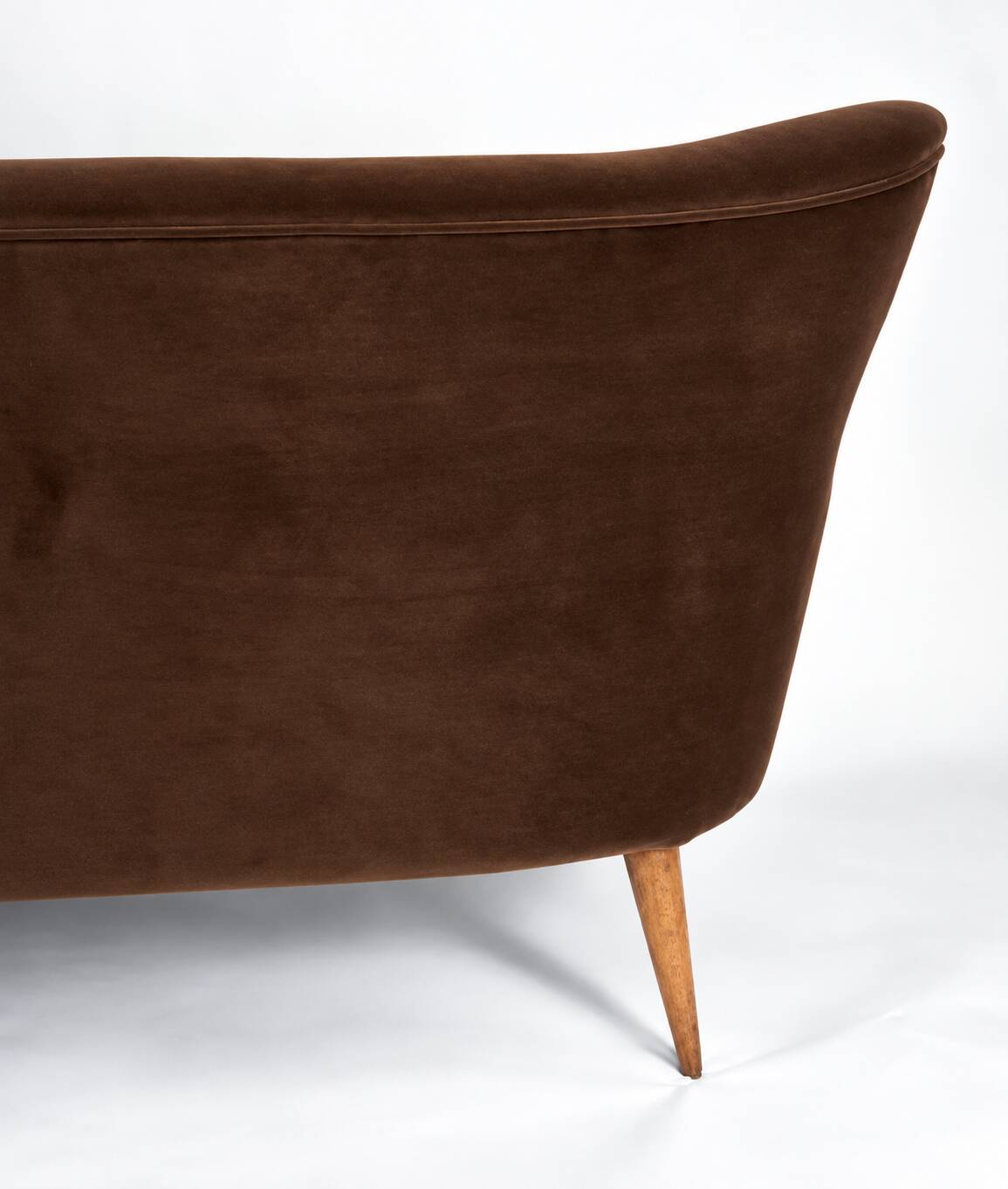 Magnificent vintage 1960s chocolate brown velvet sofa – unique piece.