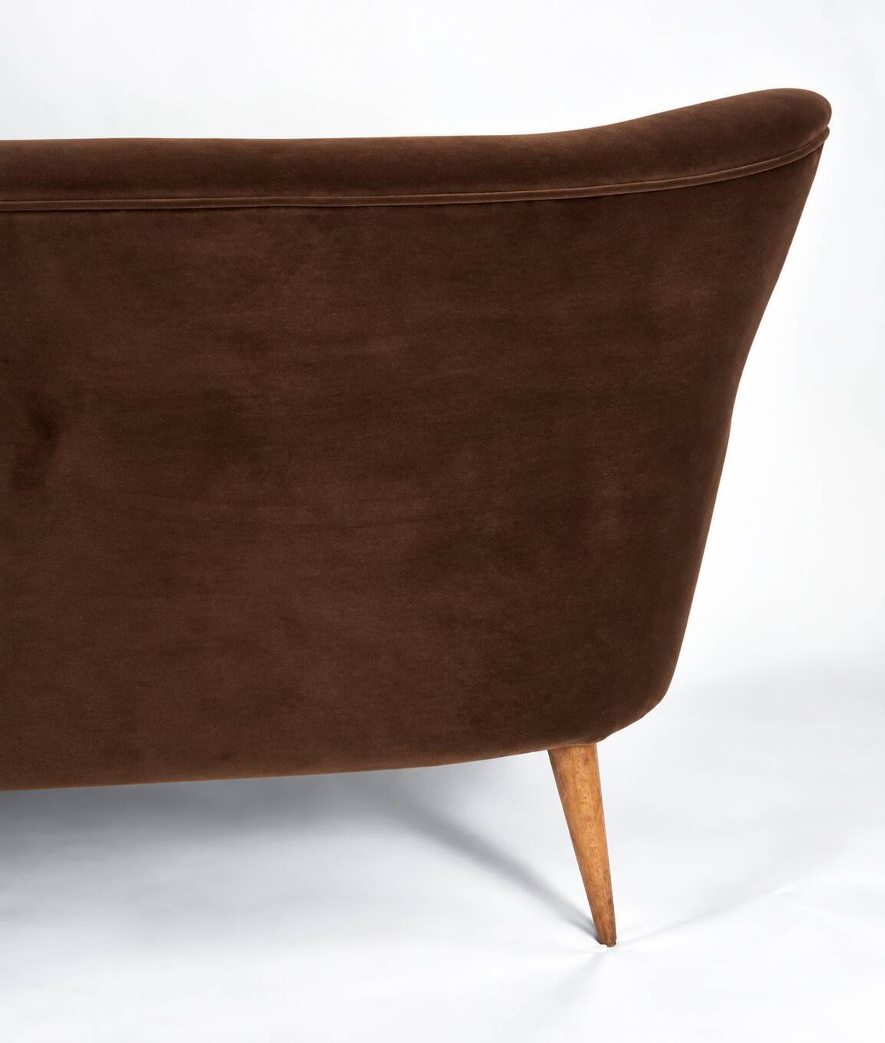 Magnificent vintage 1960s chocolate brown velvet sofa – unique piece.