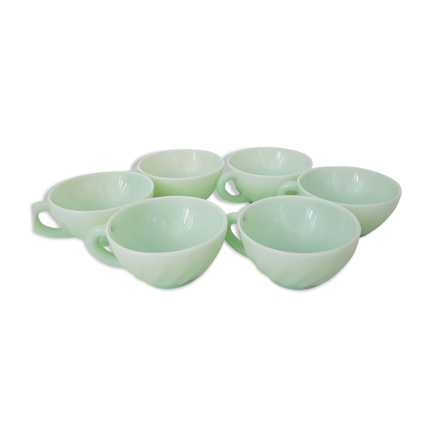 Lot de 6 Tasses à café vert d'eau vintage