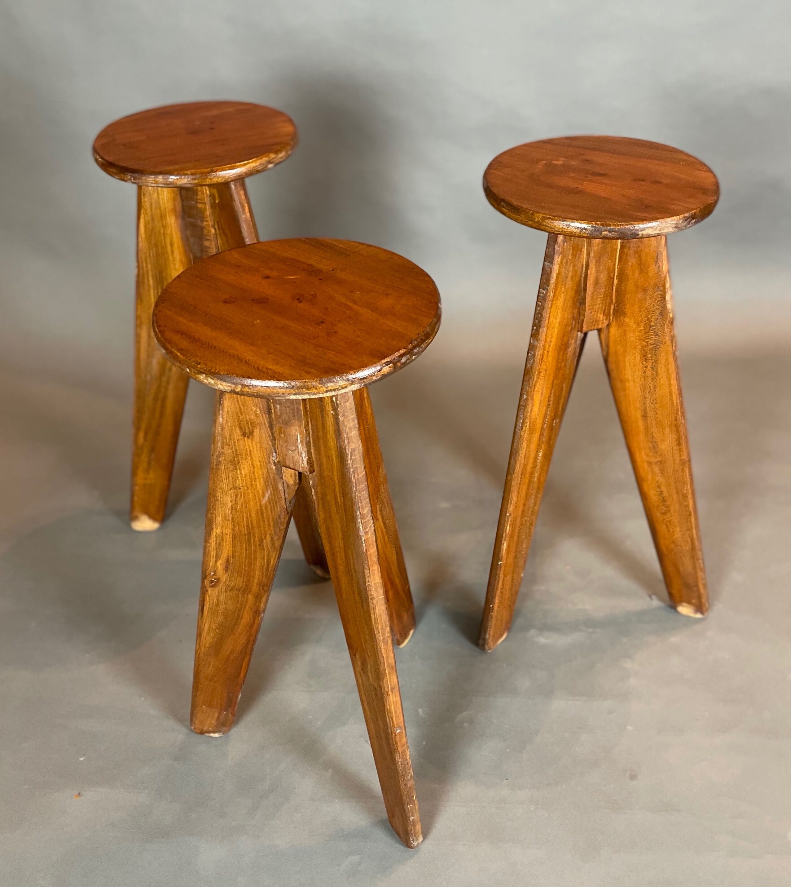 Set of 3 brutalist bar stools
