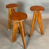 Set of 3 brutalist bar stools