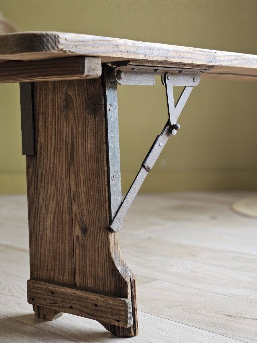 Antique folding farmhouse bench in solid wood | Gabin