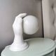 Hand-shaped vintage ceramic table lamp or lamp with a 1980s white glass ball