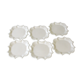 Lot 6 flat plates scalloped white ANTHEOR France square 26x26cm -