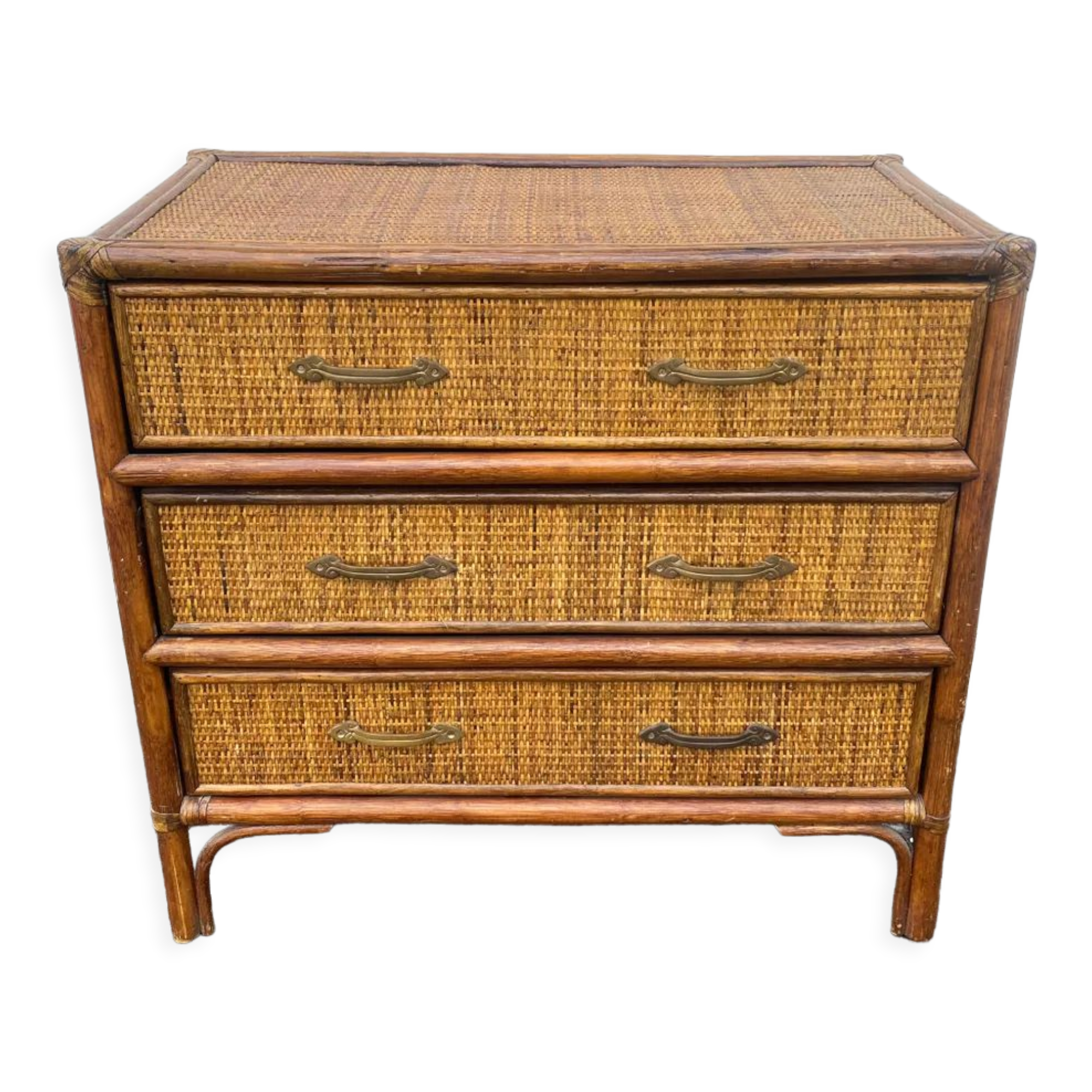Commode rotin seventies