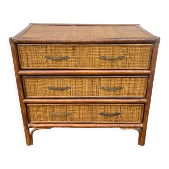 Rattan chest of drawers seventies