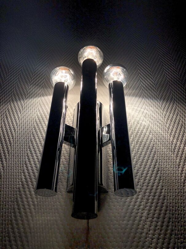 Chrome wall lamps from the 70s