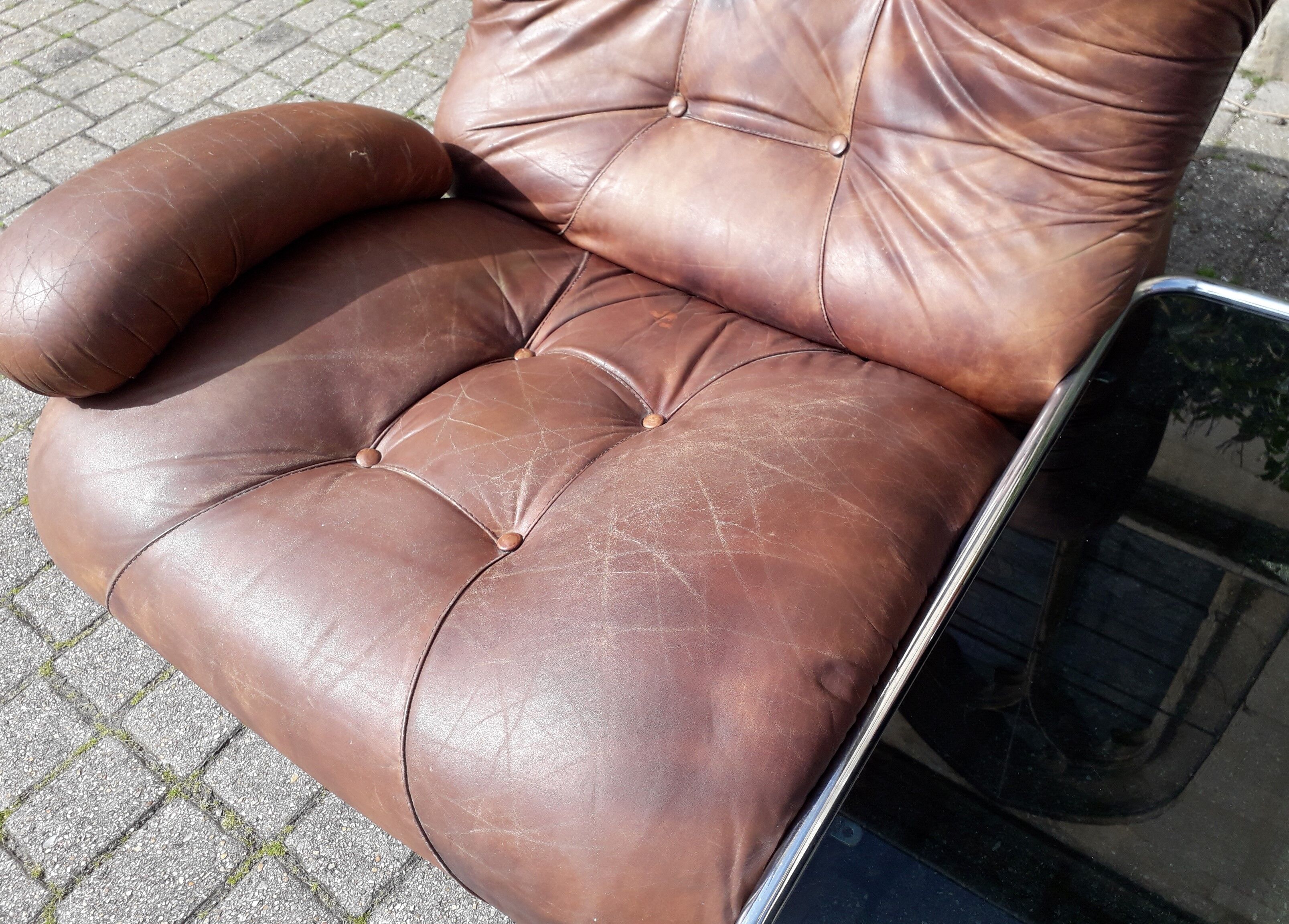 full leather sofa IPE spa Italian design 70s