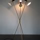 Italian brass lamppost 3 black diabolos spots - beiges mid-century style 1950s