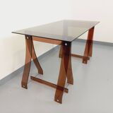 Vintage Marcello Gacita and Pierre Tiberi desk in smoked glass and plexiglass