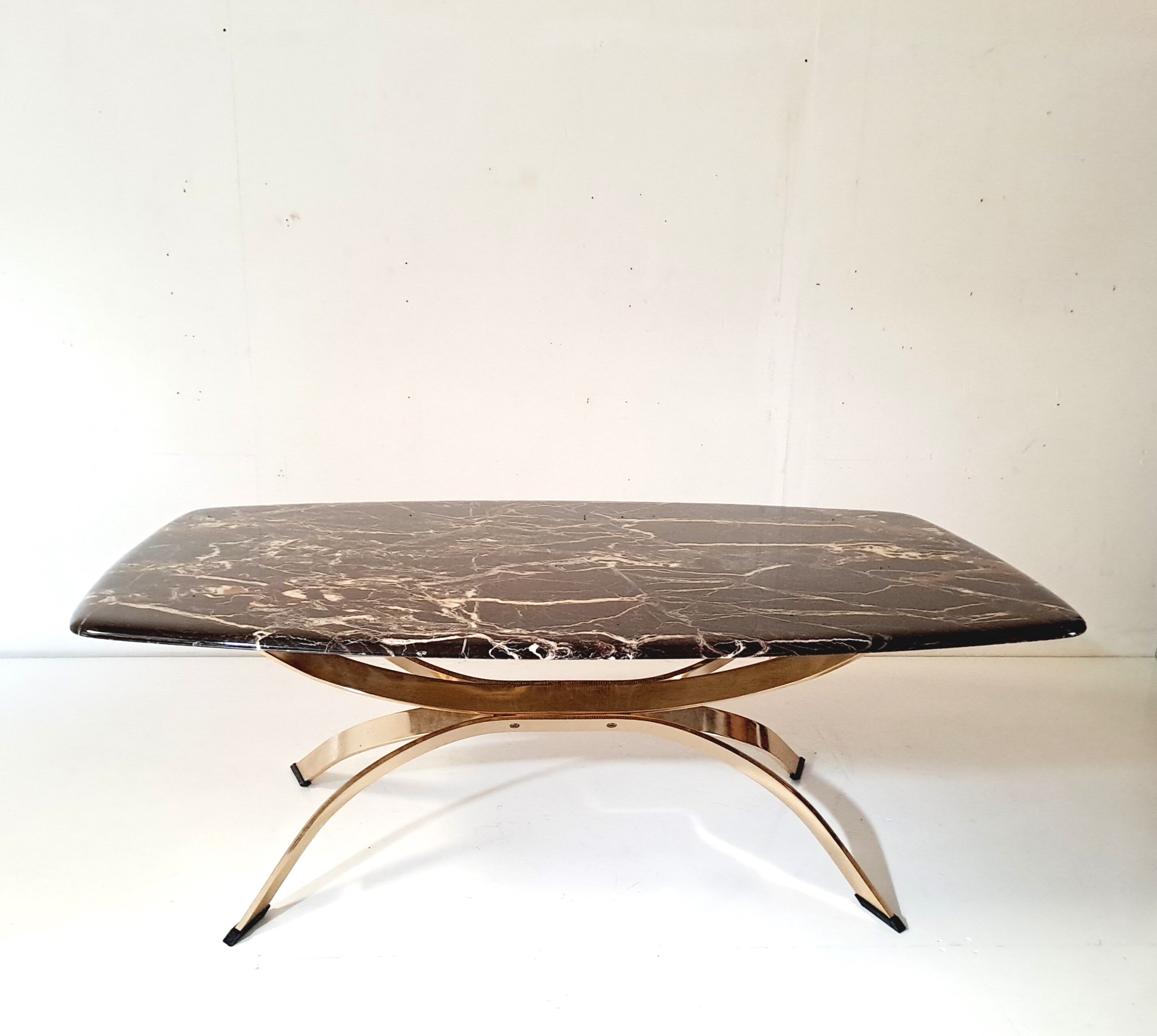 Coffee table in marble and bronze,france circa 1970