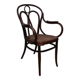 Fauteuil canné en bois courbé signé J.Kohn