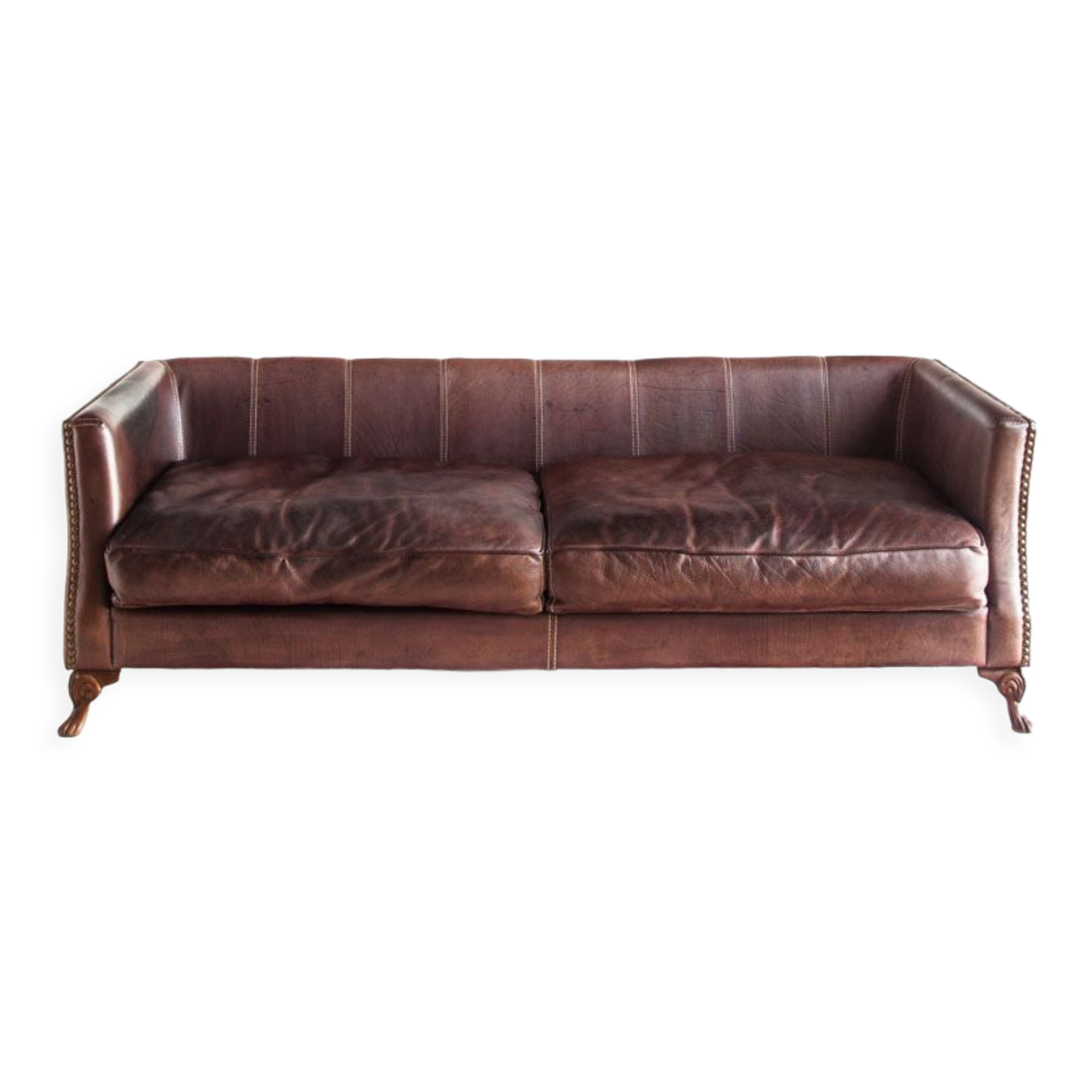 Vintage leather sofa. Edited by Mantellassi. Italy, 90s