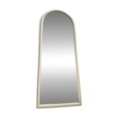 Grand miroir vintage en bois teinté blanc