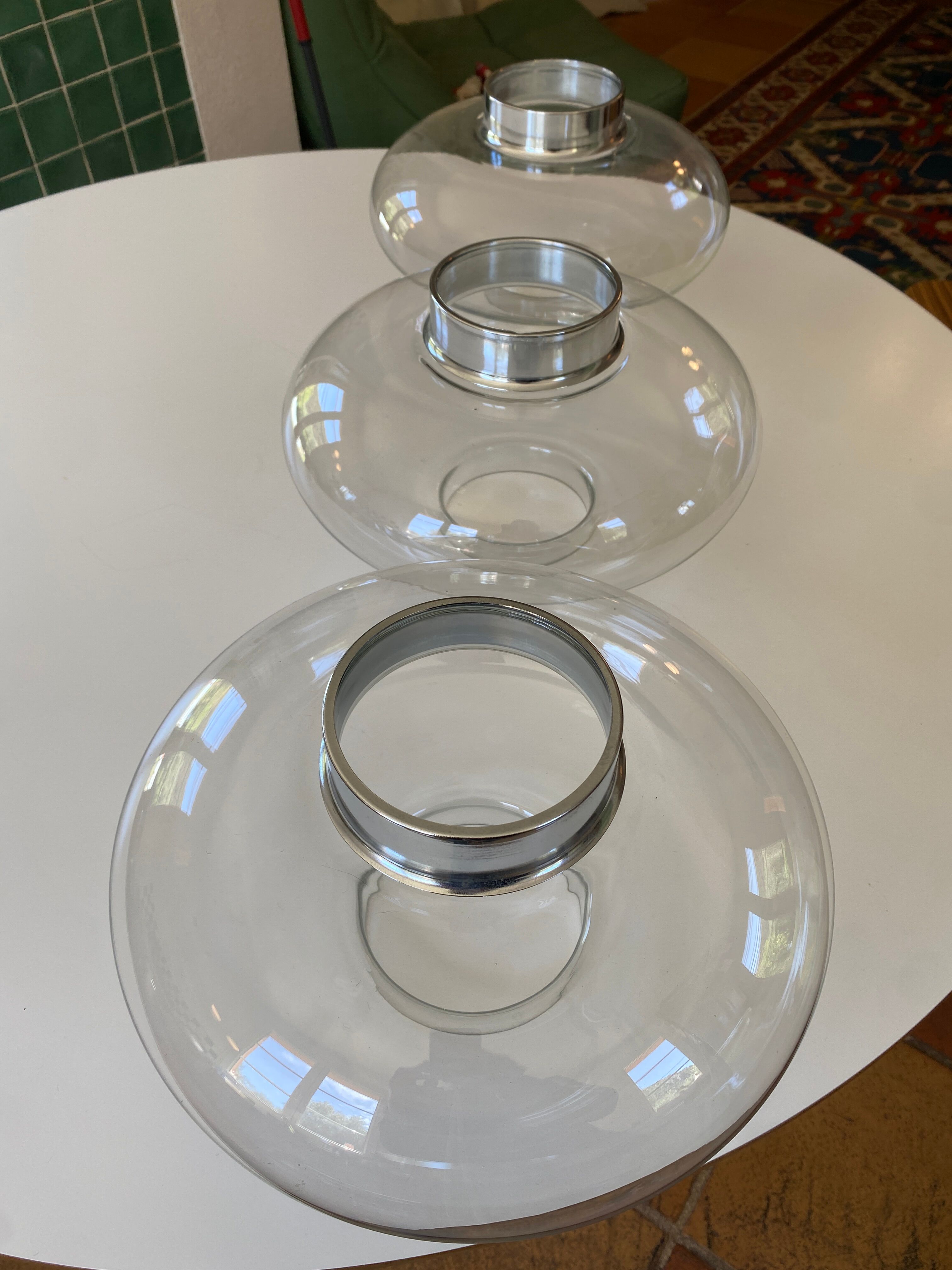 Large chrome metal Space Age chandelier