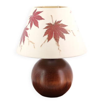 Dark wood ball lamp, lampshade with Erable leaves