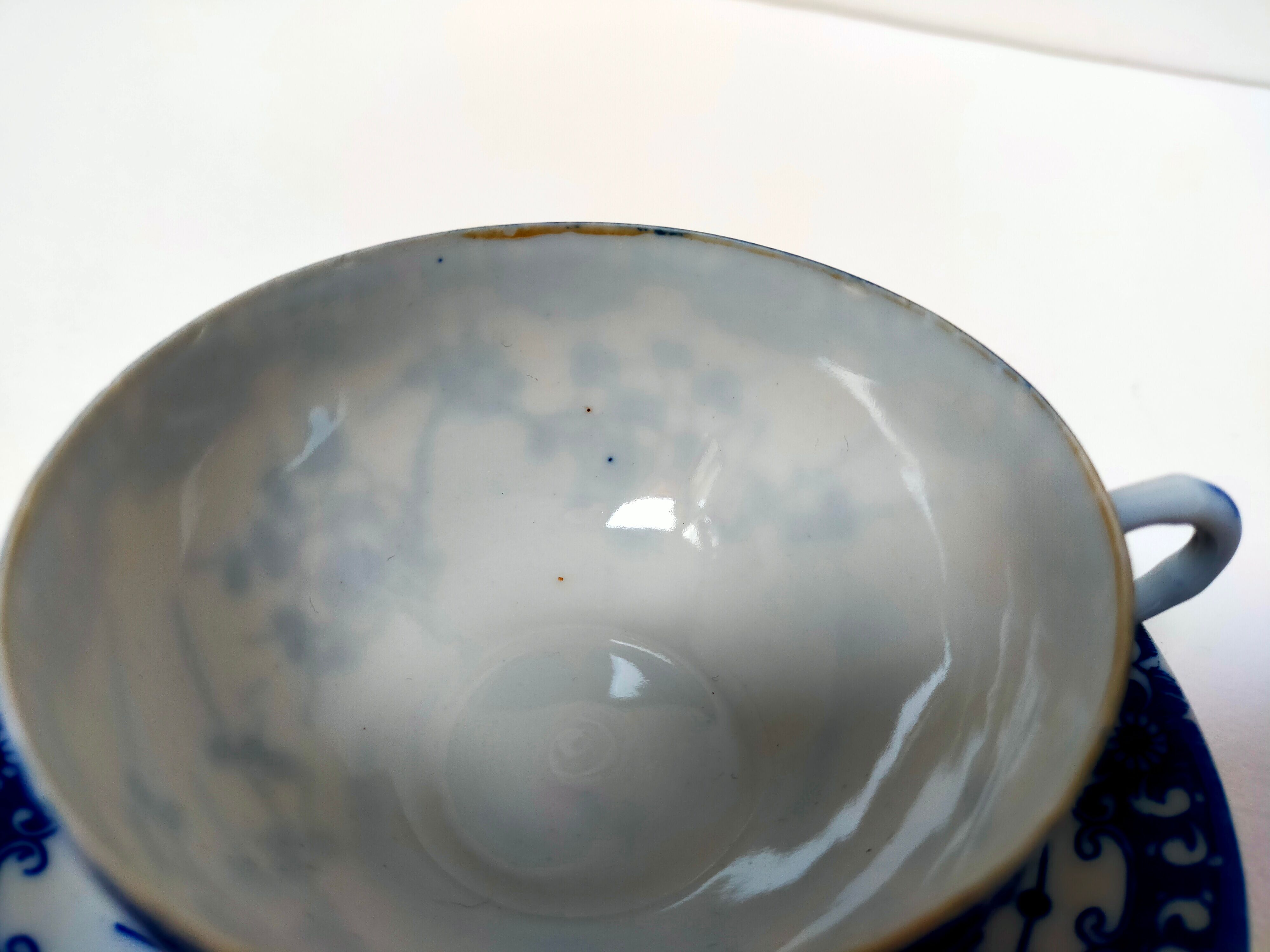 tea cup and Japanese saucer in blue and white porcelain