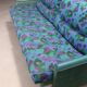 Canapé vintage deux places tissu fantaisie cuir design années 80 original