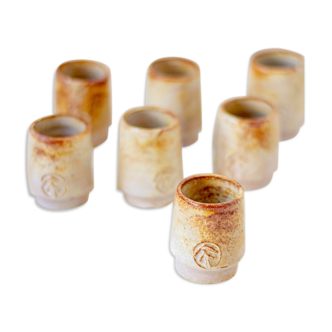 7 stoneware liquor glasses