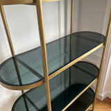 Shelf on brass and smoked glass feet