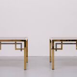 Pair Brass square side tables Belgo Chrome 1970s Belgium