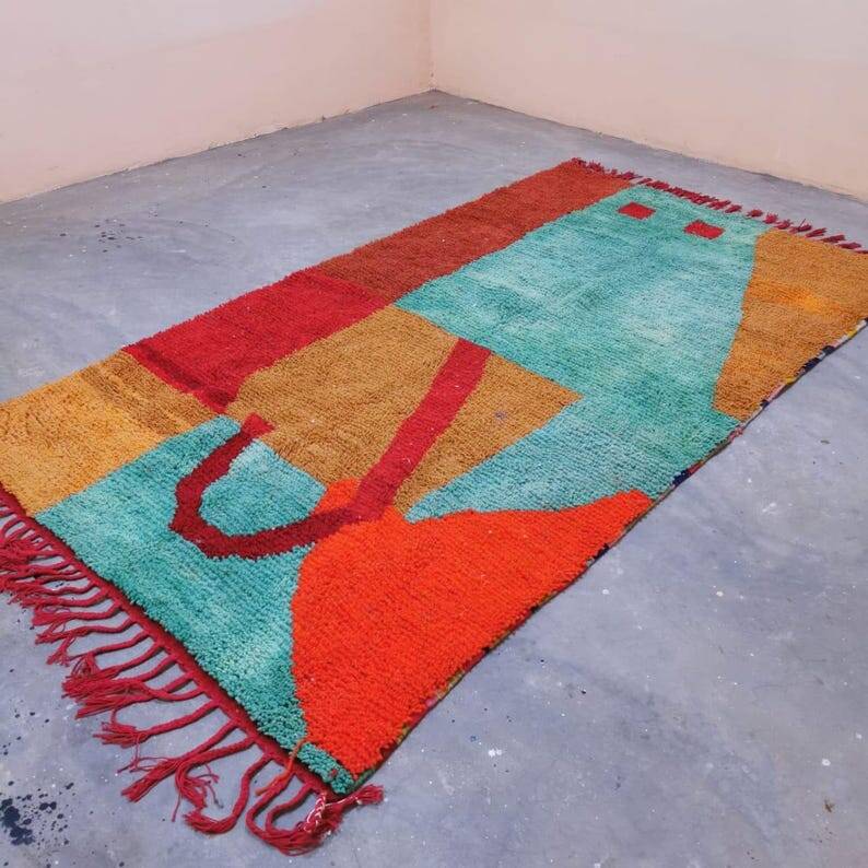 Tapis beni ourain traditionnel tissé main