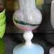 Vase on foot in opaline and vintage blown glass 30 cm