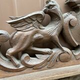 Renaissance style castle hunting mirror Louis XIII carved oak 1880