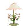 Lampe de table bouquet de fleurs / Roses fer forgé 1960 vintage