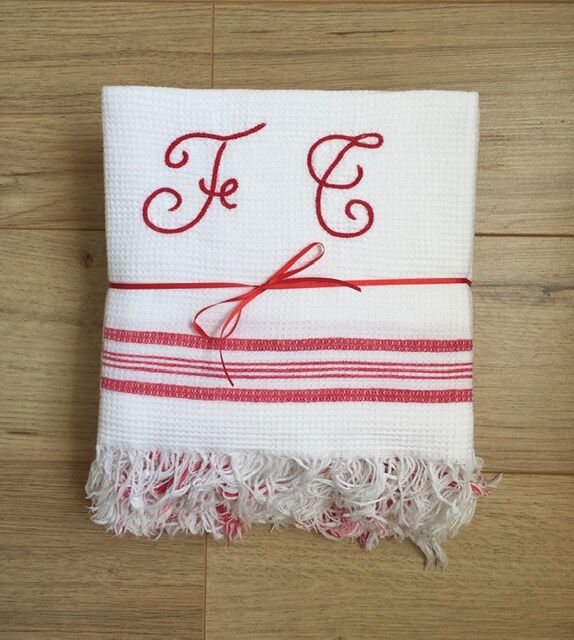 Set of two old honeycomb towels