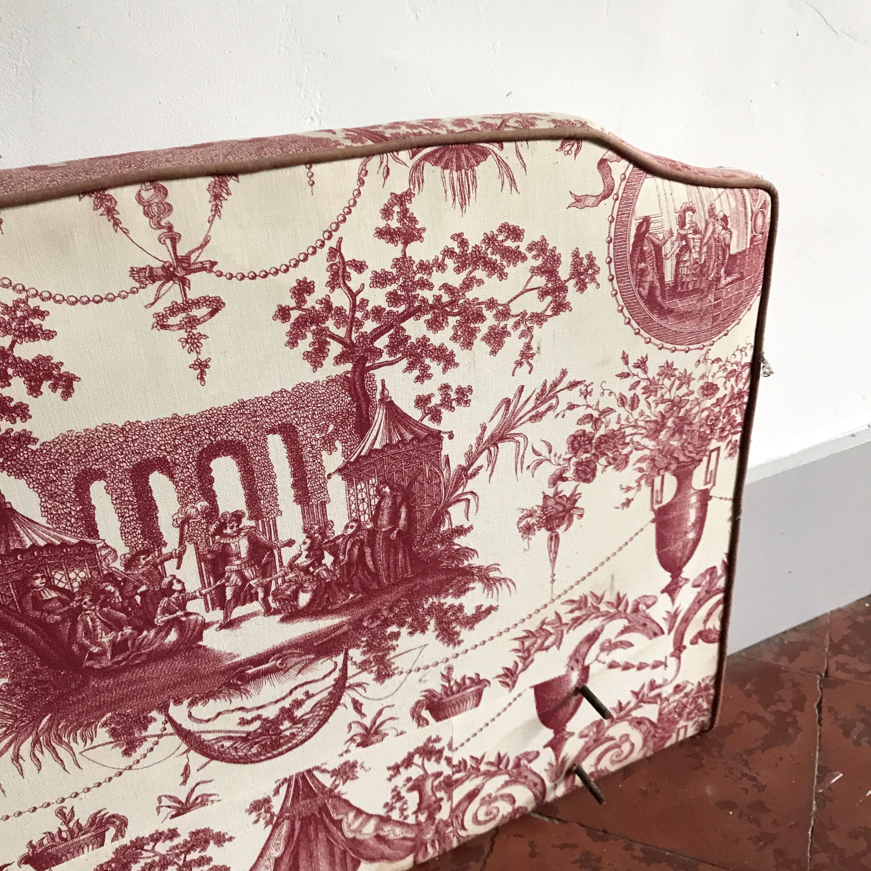 Toile Jouy fabric bedhead