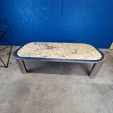 Italian design coffee table from the 70s, marble and chrome