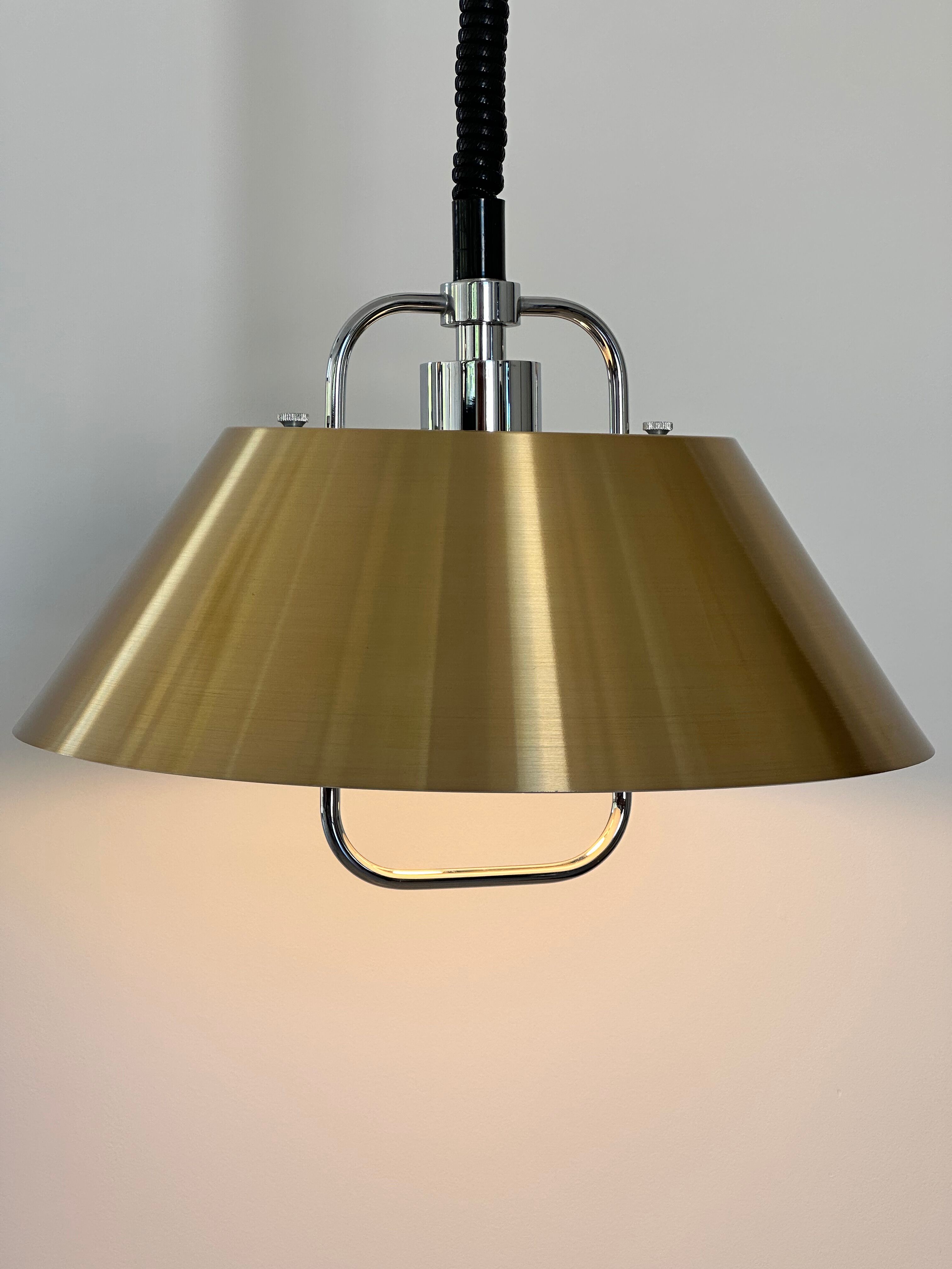 Chandelier pendant lamp rises and falls, design Jo Hammerborg for Fog and Mørup, Denmark circa 1960