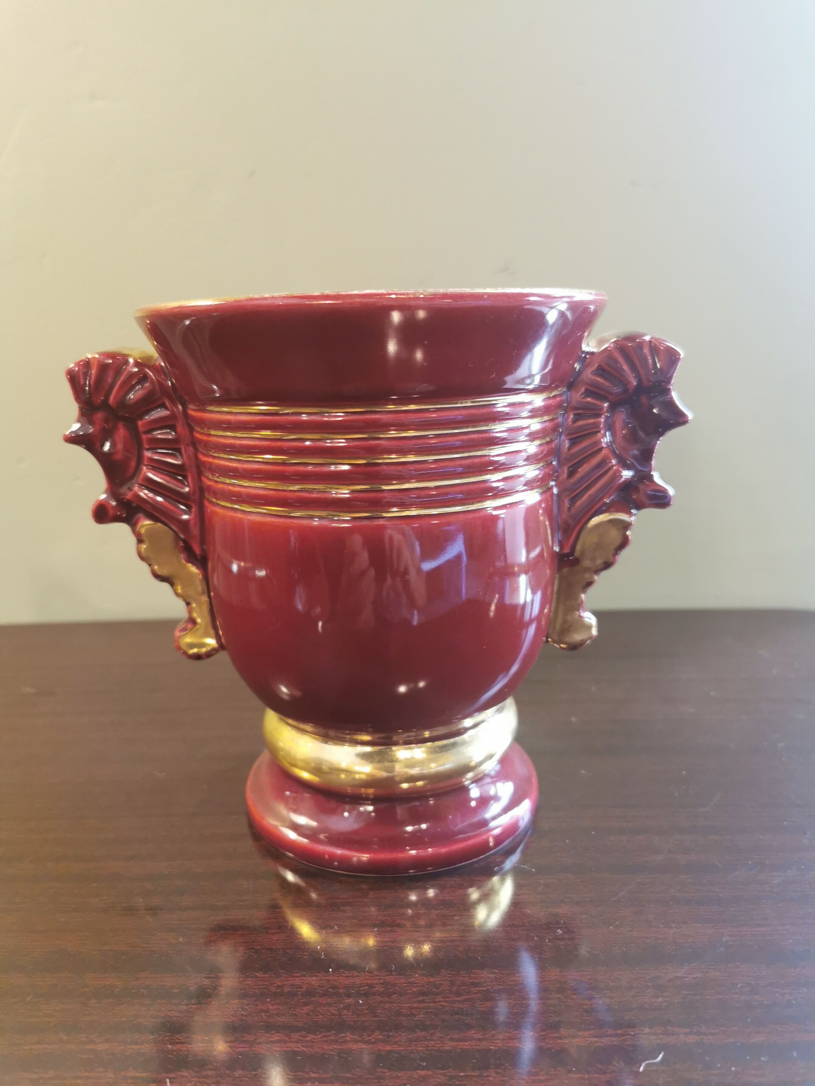 Vintage vase with seahorses