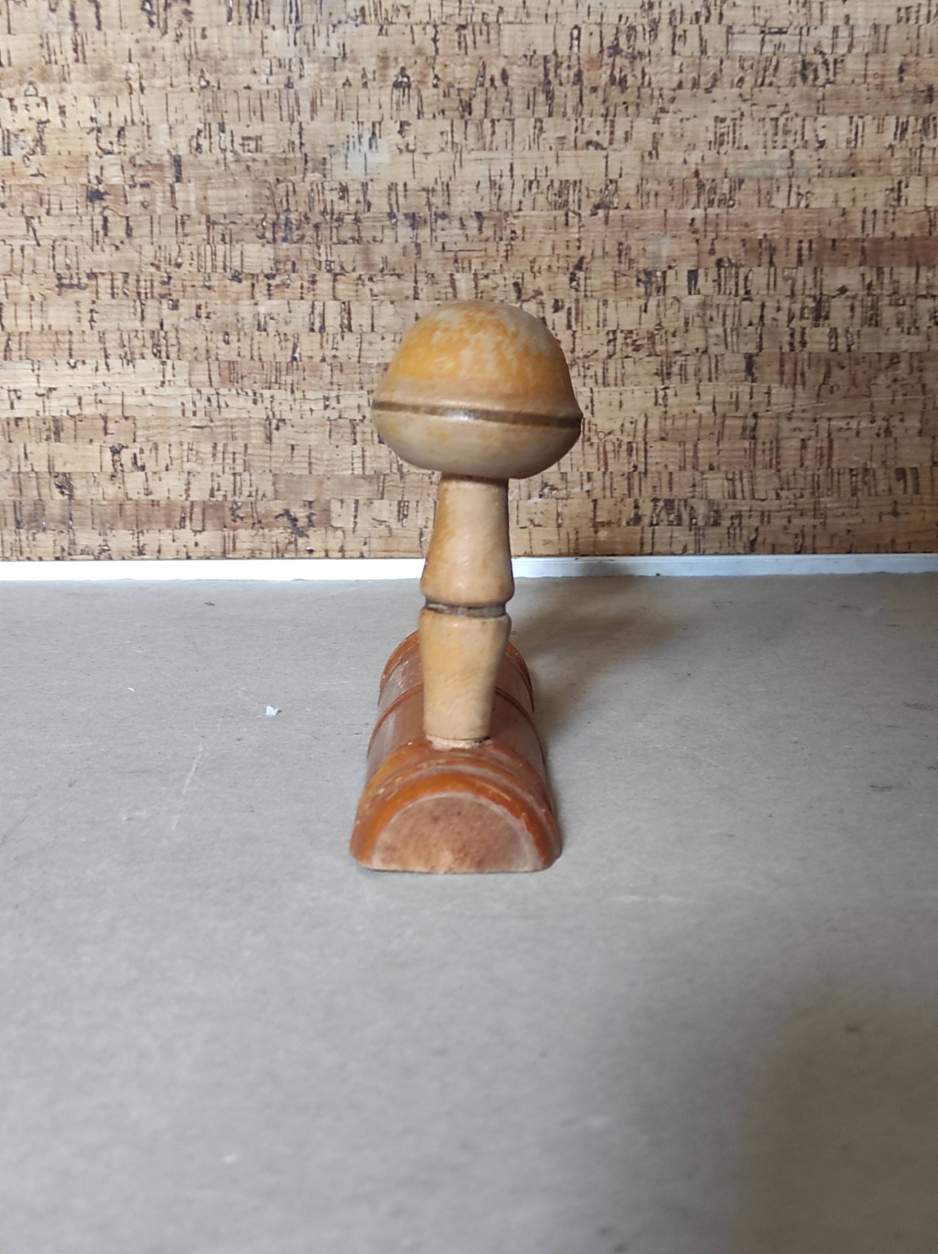 Portemanteau mural 2 patères en bois tourné art déco français vintage