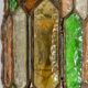 Wrought iron and colored glass wall light. 1960s.