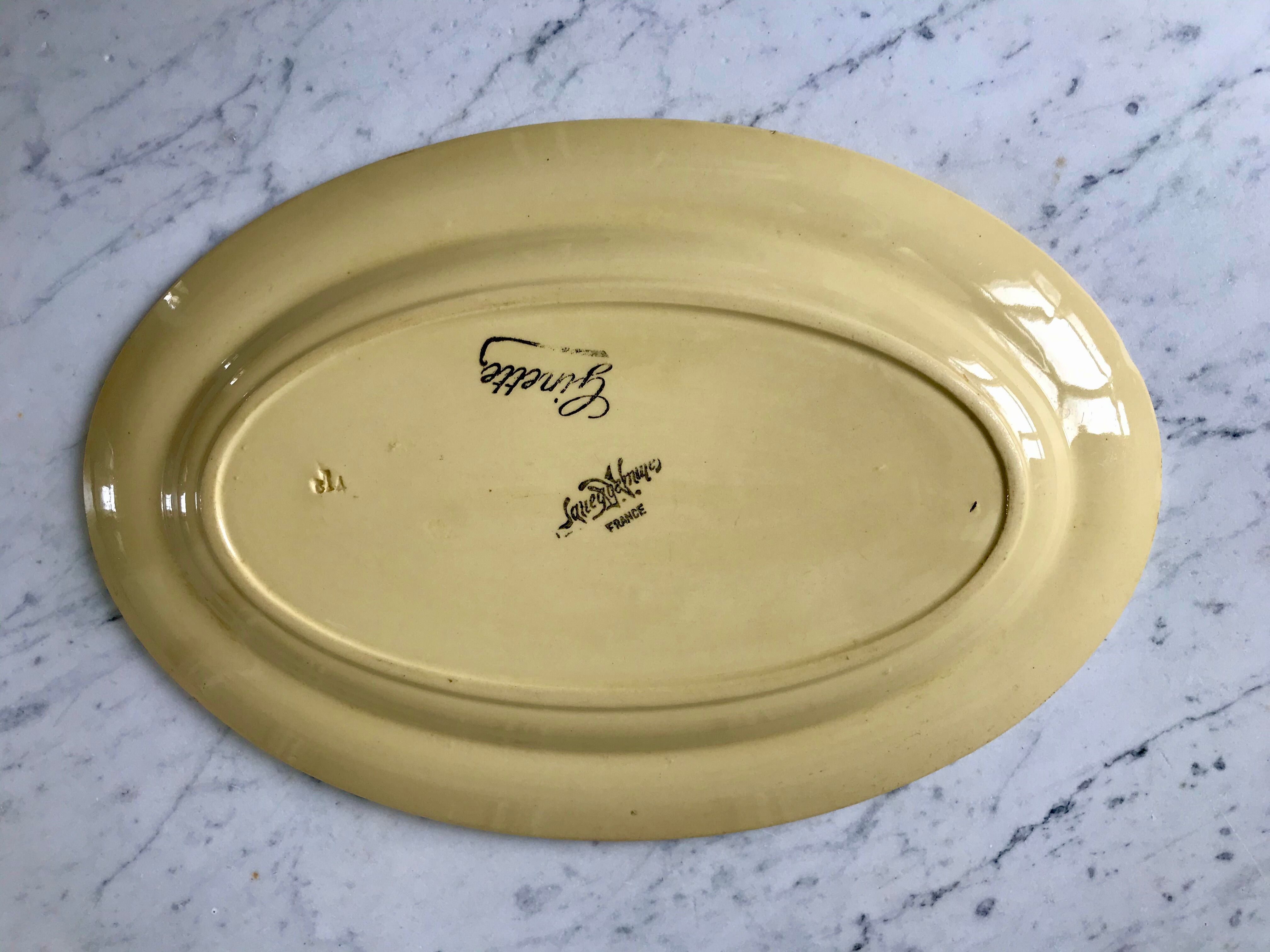 Oval flat digoin sarreguemines model "ginette" years 30-40