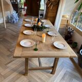 Solid wood farmhouse table with 2 extensions