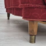 Années 1960, canapé danois 3 places, état d'origine, tissu coton-laine.