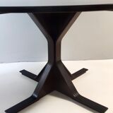 Vintage round ebonized walnut dining table mod. 522 by g. frattini for bernini
