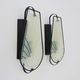 Pair of vintage wall appliques in black metal and blue patterned glass. Year 70