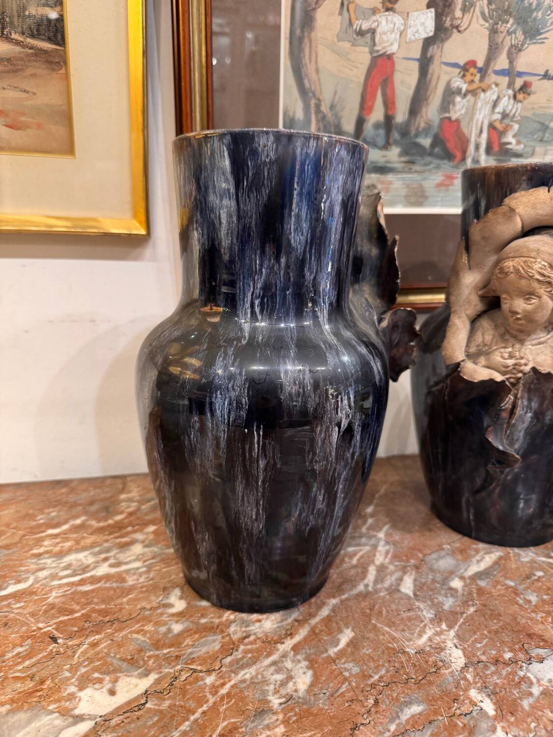Pair of Barbotine vases