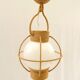 Suspension globe en opaline blanche  et corde tressé